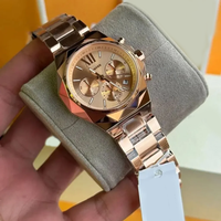 Montre Chronographe Étanche MKOriginals de Mode en Gros, Boîtier en Alliage de Zinc, Cadran à Aiguilles Lumineuses, Montre Dorée pour Femme
