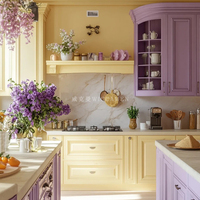 WICCAMEN Villa de style français, maison complète, armoire moderne sur mesure, comptoir en pierre de quartz intégré, îlot de cuisine ouvert