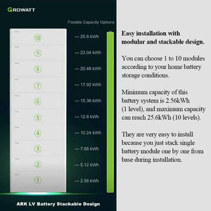 Модуль батареи Growatt <span class=keywords><strong>ARK</strong></span> LV 2.56kwh 51,2 В низкого напряжения, литиевая батарея LiFePO4 LFP для домашних солнечных систем - Product Image 5