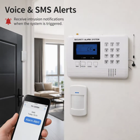 Système d'alarme de sécurité domestique GSM 99 zones sans fil + 2 zones filaires 433 MHz, kit de panneau d'alarme anti-intrusion avec alerte vocale SMS et capteur de porte PIR