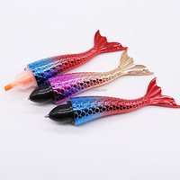 2024 Kawaii petit poisson rouge forme couleur UV placage stylo corps en gros en plastique surligneur encre marqueur fluorescent stylo
