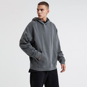 Logo imprimé hommes marque privée sweats à capuche personnalisés poids lourd 100% coton unisexe uni essentiel sweats à capuche surdimensionnés - Product Image 3