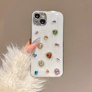 Custodia cuore diamante di lusso per <span class=keywords><strong>IPhone</strong></span> 16 15 14 <span class=keywords><strong>Pro</strong></span> <span class=keywords><strong>Max</strong></span> <span class=keywords><strong>13</strong></span> 12 11 placcatura goccia incollatura TPU Mobile Cover posteriore della <span class=keywords><strong>fotocamera</strong></span> - Product Image 4