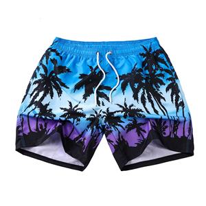 Shorts de plage pour hommes de conception d'impression imperméable de qualité supérieure doublure en maille Shorts de planche de surf de bain loisirs de bord de mer tronc à séchage rapide palmier - Product Image 5