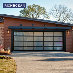 Portes de <span class=keywords><strong>garage</strong></span> résidentielles sectionnelles automatiques contemporaines RICHOCEAN, personnalisées, en aluminium, isolées, pour les maisons - Product Image 4
