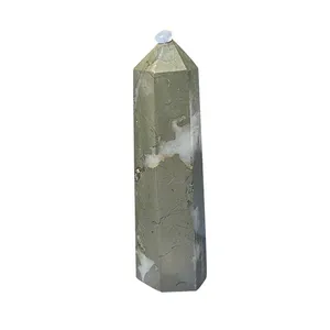 Commercio all'ingrosso di cristallo naturale torri di calcopirite lucido pietra curativa di cristallo pirite punta bacchetta per la decorazione