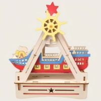 Kit de Modelo de Barco Pirata de Madera para Armar, Juguete Educativo STEM, Kit de Ensamblaje Práctico para Estudiantes, Proyecto de Manualidades para la Escuela y el Hogar