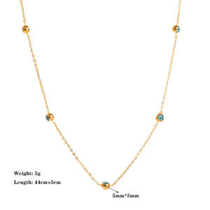 Collar de Ojos Turcos con Cuentas de Circonio, Chapado en Oro de 18K, Acero Inoxidable, Impermeable, Clásico y Moderno, para Mujer, Bodas y Fiestas - Product Image 2