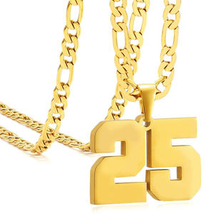 Trendy Sports Digital Gold Stainless Steel Cross Strand Pendant <b>Necklace</b> Fashionable Basketball Football Team Design Party - Product Image 1