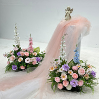 Centre de table de mariage en fleurs artificielles modernes de haute qualité en soie violette pour la décoration de table