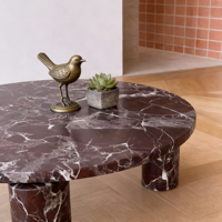 Table basse en marbre Rosa Levanto sur mesure pour salon, mobilier de luxe nordique, bureau en pierre, tables basses en marbre rouge violet foncé