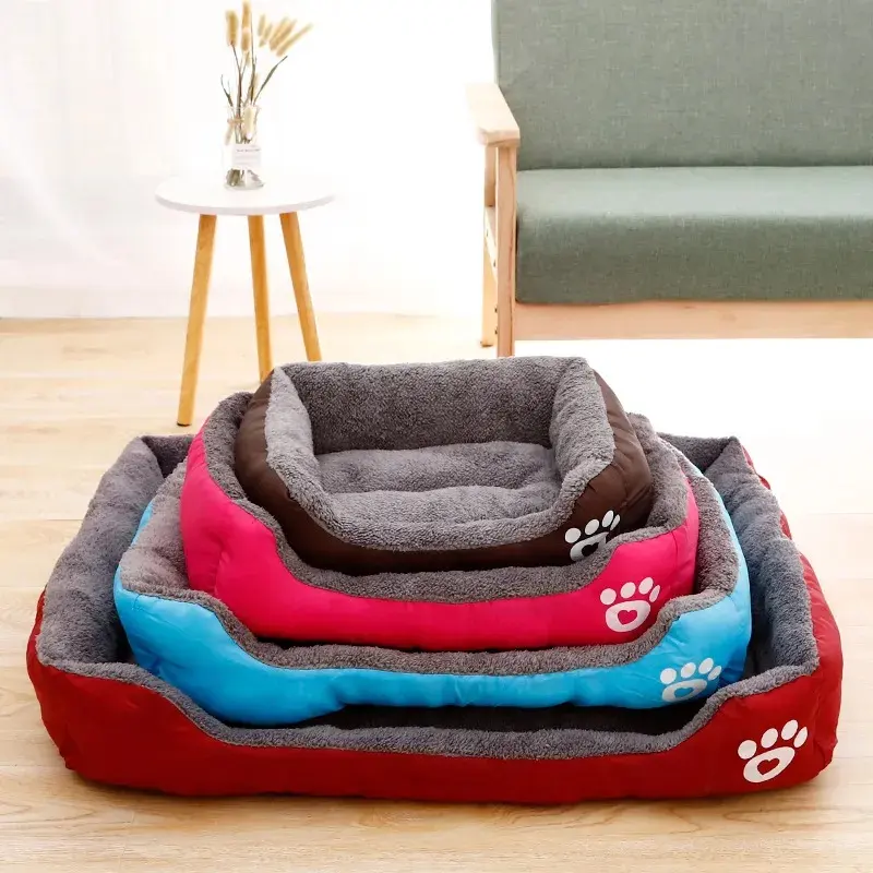 Warmer Cord gepolstert großes Hunde bett drucken Haustier großes Hunde haus rosa weiches Fleece Katze Welpen bett Haus Petshop Nest Hunde körbe