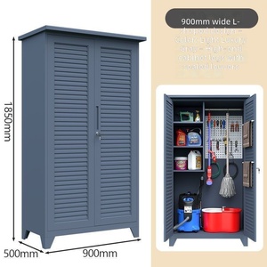 Armoire de rangement extérieure en métal pour jardin, casier utilitaire avec porte à lattes, organisateur pour outils de nettoyage et fournitures de jardin - Product Image 1
