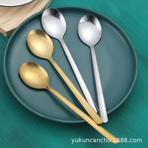 Stainless Steel Korean Style Long Handle <b>Spoon</b> Food Grade Material Dessert <b>Coffee</b> Stirring <b>Spoon</b> Restaurant Home Use - Product Image 4