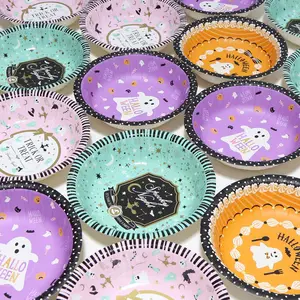 Regenbogenfarbene Papierteller und Schalen Geburtstag-Tischgeschirr und Partyzubehör runder Kuchen-Teller für Parties