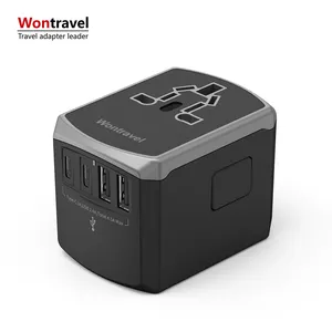Wontravel 글로벌 범용 여행 어댑터 휴대 전화 국제 플러그 USB가있는 전세계 고속 충전 여행 어댑터