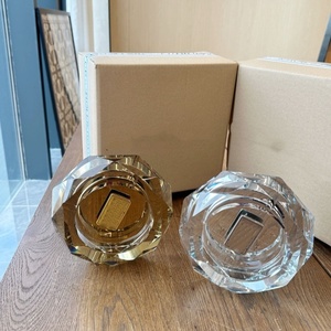 Cenicero de Cigarros de Cristal Transparente Dorado de Lujo, Sin Humo, 13*13*6cm, Estilo Americano, para Hogar, Hotel, Restaurante, Comedor - Product Image 1