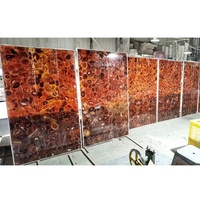 Dalles de pierre translucide semi-précieuse naturelle en marbre rouge prix usine carrelage de sol en pierre d'agate rouge et carrelage mural grande dalle