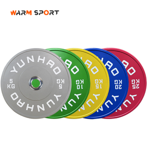 Haltérophilie colorée de gymnastique personnalisée en gros 5-25 KG 10-55 LB plaque de poids de pare-chocs de compétition en caoutchouc - Product Image 4