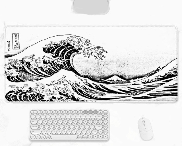 Black & White Japan Art Great Waves Mouse Pad Gaming  Office Computer Mice Pad Xxl 1000X500X3MM Waterproof