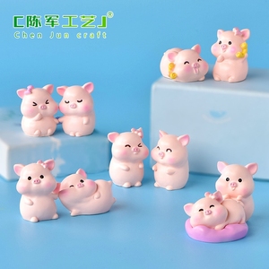 Figura de resina de cerdito amoroso besando, estilo coqueto, con temática de paisaje, suculentas y zodiaco, para decoración de teléfonos y accesorios para tartas, artesanía. - Product Image 2