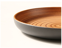 Assiette en céramique ronde vintage WEIYE « Hazel », peinture brune, faite à la main, plat de service en céramique avec motif circulaire, assiette à nourriture en porcelaine