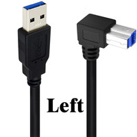 Kabel USB 3.0 Bersertifikasi CE ROHS FCC Kecepatan Tinggi AM/BM Sudut Kanan 90 Derajat B Male B Male Pengisian Cepat 3A untuk Docking Kamera