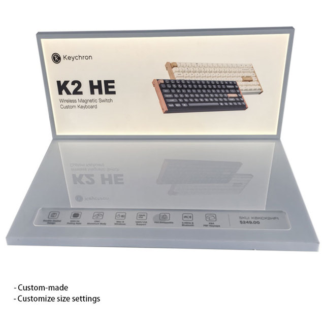 Customized Retail New Acrylic Keyboard Display Stand with LED Tablet Modern Transparent Acrylic Display Stand Eco-Friendly