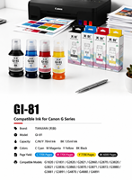 Botol Tinta Isi Ulang Berbasis Air GI81 CMYK untuk Printer Canon G1820 G2820 G3820, Tinta untuk Rumah dan Kantor, Grosir