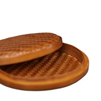 Service à thé Kung Fu en bambou tressé à la main avec sous-verres en rotin et boîte de rangement à un étage pour gâteaux de thé, idéal pour la cérémonie du thé chinois