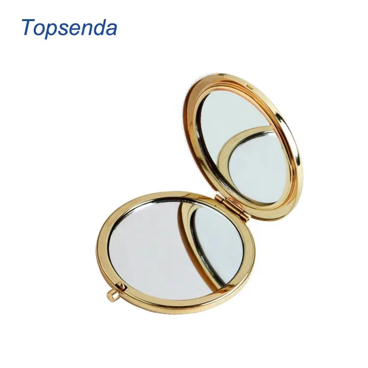 Push button silver / rose gold / gold color compact mirror sublimation pocket mirror