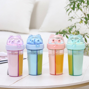<span class=keywords><strong>Design</strong></span> <span class=keywords><strong>creativo</strong></span> una bottiglia per due parti bottiglia per bevande in plastica divisore portatile per bambini usato comodamente - Product Image 4