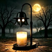 Lampu Aroma Kayu Solid Bentuk Gagak untuk Halloween, Dilengkapi Timer Pelebur Lilin