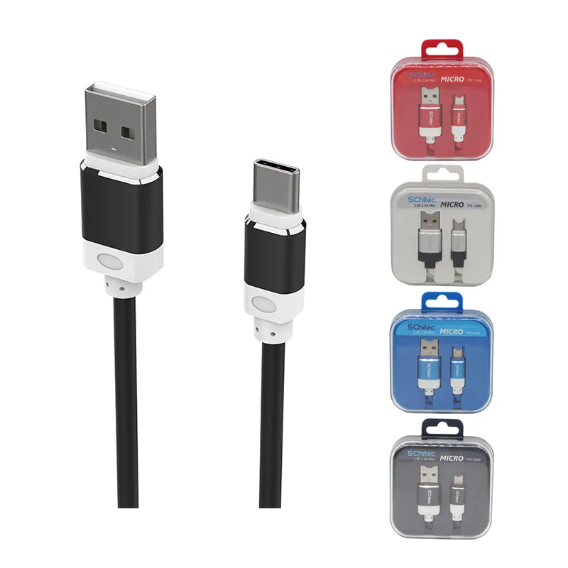Fast Shipping 6ft TPE USB cable Usb A to C metal case fast charging sync data Charging cable with plastic box for option