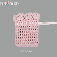 Sac à cordon élégant et moderne en dentelle 100 % coton, fait main, 8,5 x 9 cm, pour cadeaux de baptême, de naissance ou d'anniversaire d'enfant