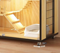 Chat en bois Villa Maison Grand Chat Condo Multi-Caractéristique Luxe Chat en bois Villa avec roues