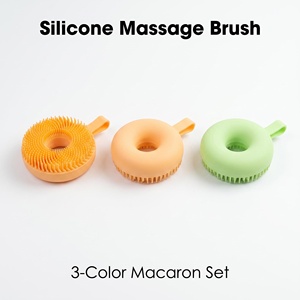Brosse de massage en silicone Donut Hollow Ring avec poignée antidérapante, poils doux, exfoliante pour le corps, soulagement du stress, pour la douche - Product Image 6