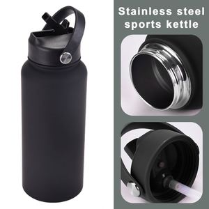Custom Stainless Steel Sports Kettle <b>With</b> Logo Wholesale Large Capacity 1L Insulated Cup Portable Handle <b>Straw</b> Water Cup - Product Image 5