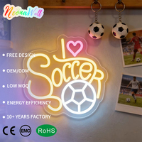Neonawall I Love SOCCER LED-Neonschild USB-Betrieben Dimmbare Neonlichter für Fans Bar Café Zimmer Party Weihnachtsgeschenk Dekoration