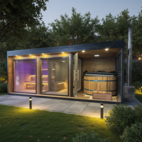 Sauna extérieur autoportant grande capacité pour plusieurs personnes, idéal pour usage commercial et résidentiel