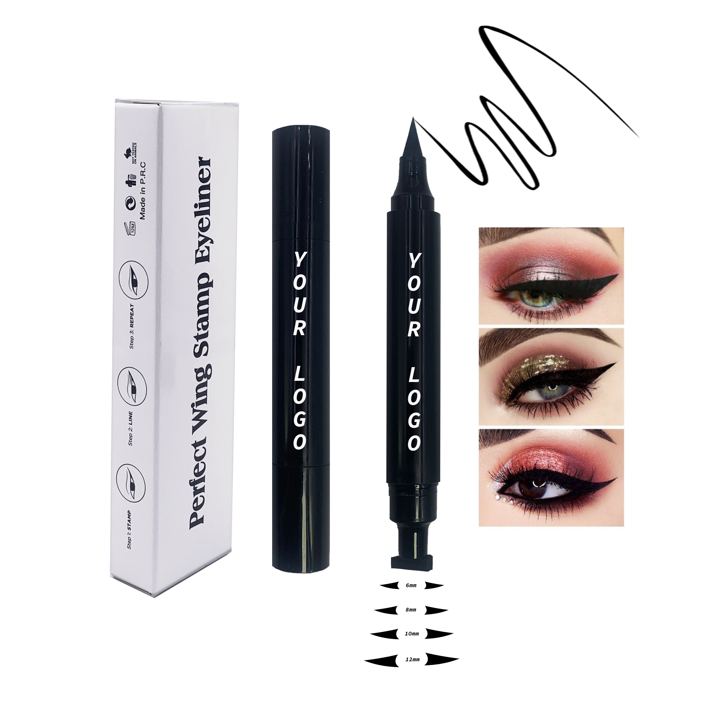 Новинка, идеальная подводка для глаз с крылышками, бесплатная коробка, подводка для глаз для макияжа с водной активацией, новый стиль, подводка для глаз, штамп, водонепроницаемая