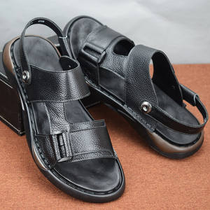 2026 Summer <b>Men's</b> Casual Sandals Handmade Cowhide Beach Shoes Trendy Dual-purpose Genuine <b>Leather</b> Driving <b>Slippers</b> for <b>Men</b> - Product Image 3