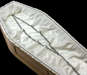 F49流行高品质法国风格缎面棺材衬里定制花边丝绸棺材内衬葬礼用品布