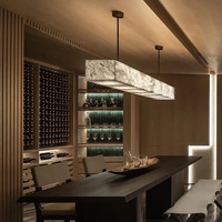 Suspension luminaire post-moderne de luxe léger en marbre naturel espagnol, design créatif en forme de bande, pour restaurant, bar, hôtel