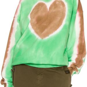 Avec arc-en-ciel imprimé décontracté lâche coton t-shirt goutte épaule évasée ourlet pull surdimensionné chemise pour les femmes - Product Image 6