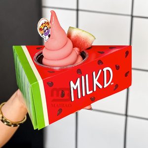 <strong>Custom</strong> Design Takeout Cafe Dessert Ice Cream <strong>Cup</strong> in Box Packaging Yoghurt Shaved Ice soft serve bingsu <strong>Paper</strong> <strong>Cups</strong> with Spoon - Product Image 3