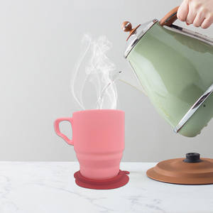 Taza de agua de silicona portátil de 300ml con tapa, taza de oficina en casa, taza de café colorida al por mayor para tazas Sippy - Product Image 3