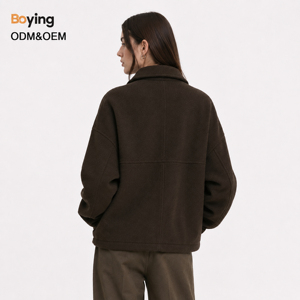 <span class=keywords><strong>Manteau</strong></span> en laine pour femme, veste courte, vêtement thermique d'hiver, certifié GRS BSCI CE, respectueux de l'environnement, ODM/OEM, logo personnalisé, livraison rapide - Product Image 3