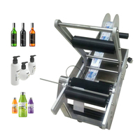 Machine d'étiquetage semi-automatique pour bouteilles rondes, applicateur d'étiquettes adhésives manuel pour animaux de compagnie, deux étiquettes carrées