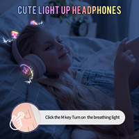 Casque d'écoute sans fil ESON de haute qualité pour enfants mignon style d'oreille de chat lumineux sur l'oreille caractéristiques MP3 pour les cadeaux de voyage scolaire